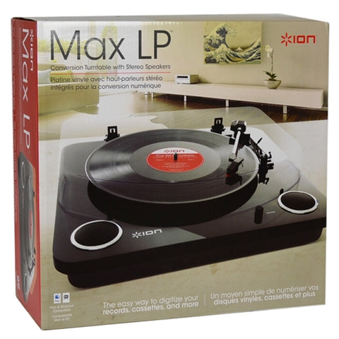 Ion Max Lp 3-speed Conversion Turntable With Stereo Speakers(black) - Digitize Your Records With The Included Software