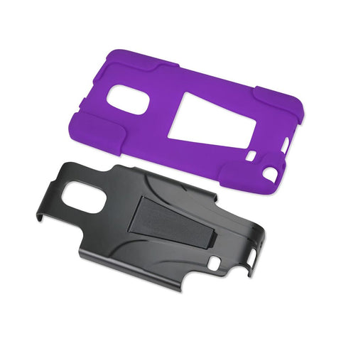 Reiko Samsung Galaxy Note Edge Hybrid Heavy Duty Case With Kickstand In Purple Black