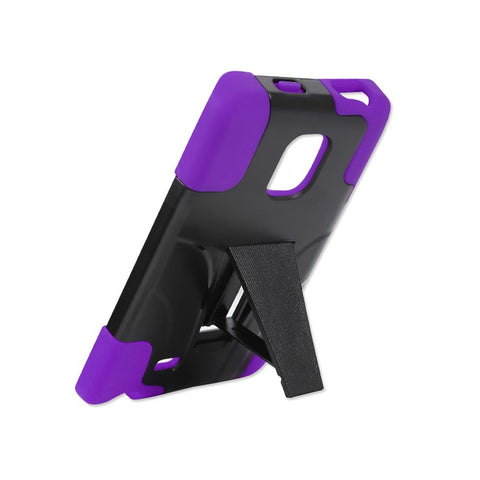 Reiko Samsung Galaxy Note Edge Hybrid Heavy Duty Case With Kickstand In Purple Black