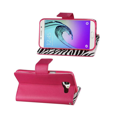 Reiko Samsung Galaxy A7 (2016) 3-in-1 Wallet Case With Inner Zebra Print In Hot Pink