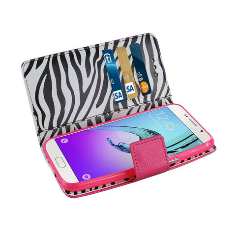 Reiko Samsung Galaxy A7 (2016) 3-in-1 Wallet Case With Inner Zebra Print In Hot Pink