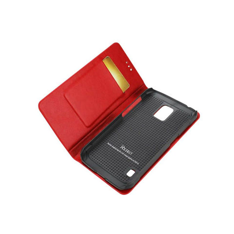 Reiko Samsung Galaxy S5 Active Flip Folio Case With Card Holder In Red