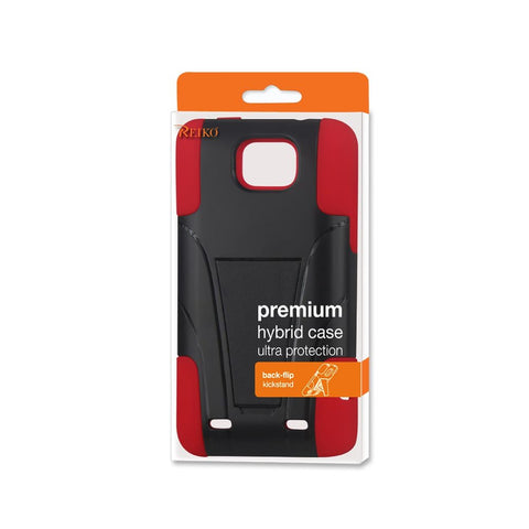 Reiko Zte Sonata 2 Hybrid Heavy Duty Case With Kickstand In Red Black