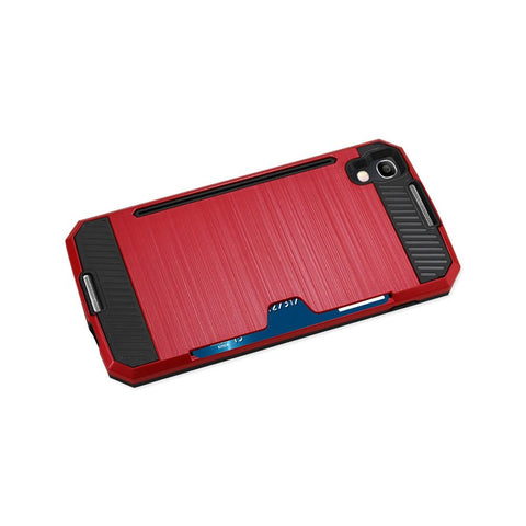 Reiko Alcatel One Touch Idol 4 Slim Armor Hybrid Case With Card Holder In Red