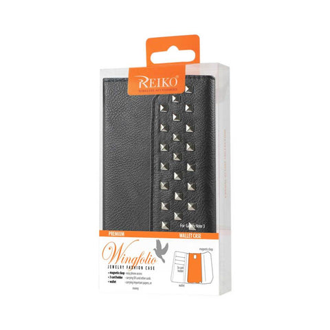 Reiko Samsung Galaxy Note 3 Studs Wallet Case In Black