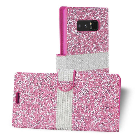 Reiko Samsung Galaxy Note 8 Diamond Rhinestone Wallet Case In Pink