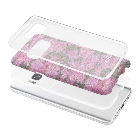 Reiko Samsung Galaxy S8 Edge/ S8 Plus Shine Glitter Shimmer Camouflage Hybrid Case In Hot Pink