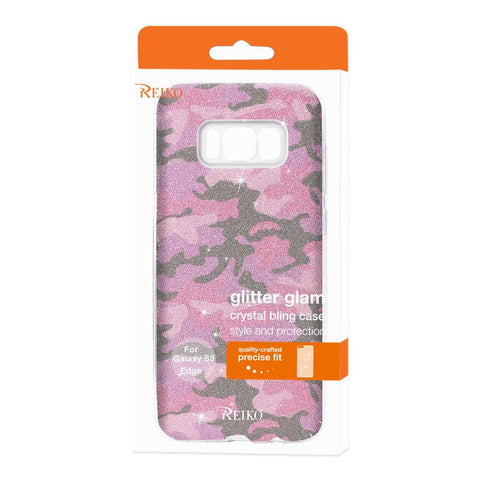 Reiko Samsung Galaxy S8 Edge/ S8 Plus Shine Glitter Shimmer Camouflage Hybrid Case In Hot Pink