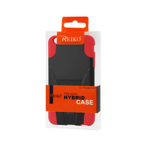 Reiko Iphone 6s/ 6 Plus Hybrid Heavy Duty Case With Kickstand In Red Black