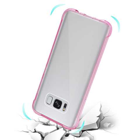 Reiko Samsung Galaxy S8 Clear Bumper Case With Air Cushion Protection In Clear Hot Pink