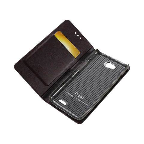 Reiko Lg L90 Flip Folio Case With Card Holder In Brown