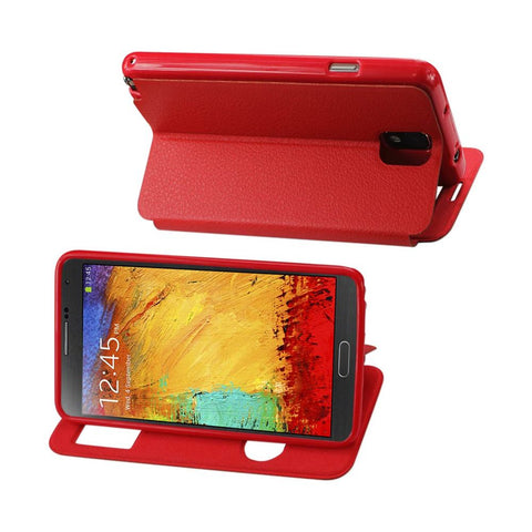 Reiko Samsung Galaxy Note 3 Window Flip Folio Case In Red