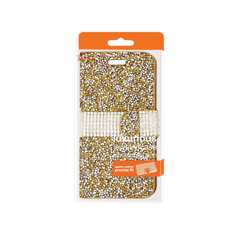 Reiko Samsung Galaxy Grand Prime Diamond Rhinestone Wallet Case In Gold