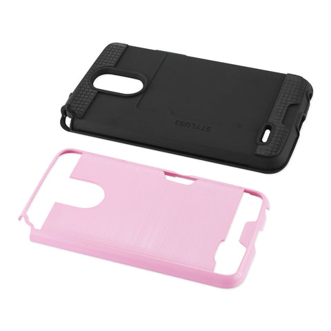 Reiko Lg Stylo 3/ Stylus 3 Slim Armor Hybrid Case With Card Holder In Pink