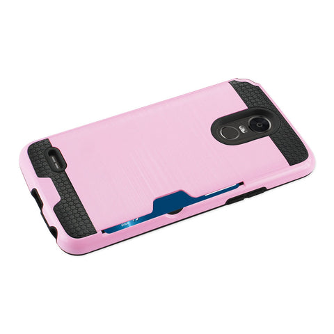 Reiko Lg Stylo 3/ Stylus 3 Slim Armor Hybrid Case With Card Holder In Pink
