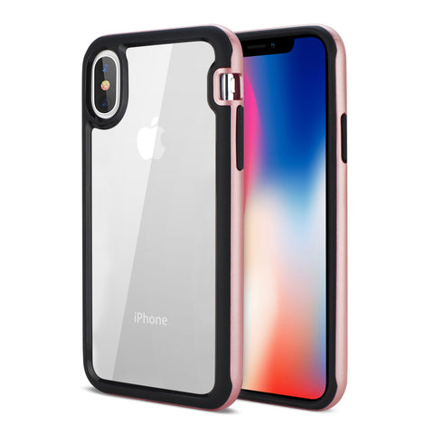 Reiko Iphone X/iphone Xs Hard Transparent Plastic Tpu Case In Clear Rose Gold