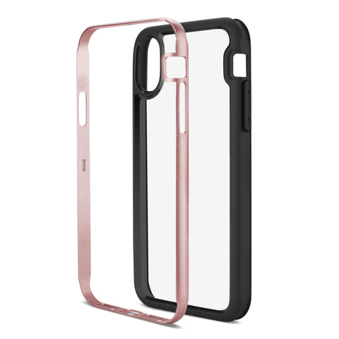 Reiko Iphone X/iphone Xs Hard Transparent Plastic Tpu Case In Clear Rose Gold
