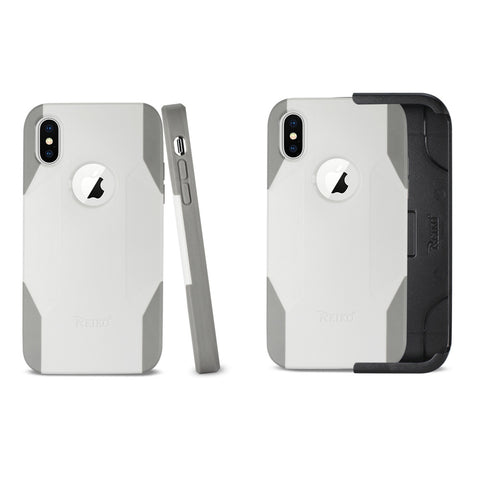 Reiko Iphone X/iphone Xs 3-in-1 Hybrid Heavy Duty Holster Combo Case In Ivory