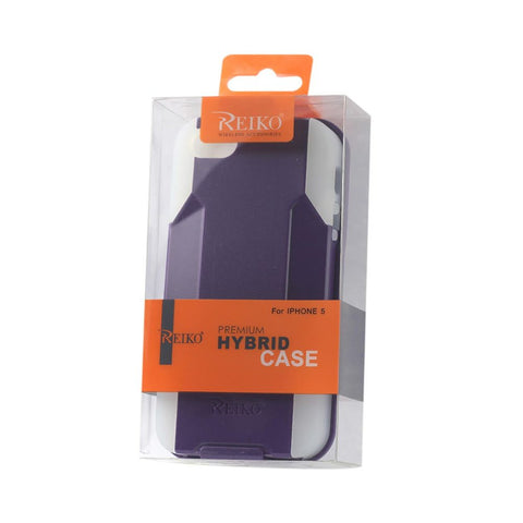 Reiko Iphone 5/5s/se 3-in-1 Hybrid Heavy Duty Holster Combo Case In Purple Clear