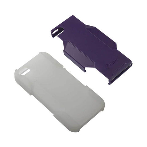 Reiko Iphone 5/5s/se 3-in-1 Hybrid Heavy Duty Holster Combo Case In Purple Clear