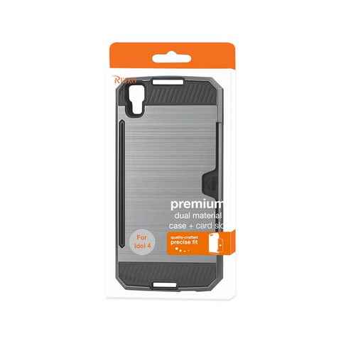 Reiko Alcatel One Touch Idol 4 Slim Armor Hybrid Case With Card Holder In Gray