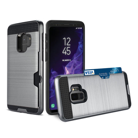 Reiko Samsung Galaxy S9 Slim Armor Hybrid Case With Card Holder In Gray