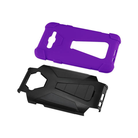 Reiko Samsung Galaxy J7 (2016) Hybrid Heavy Duty Case With Kickstand In Purple Black