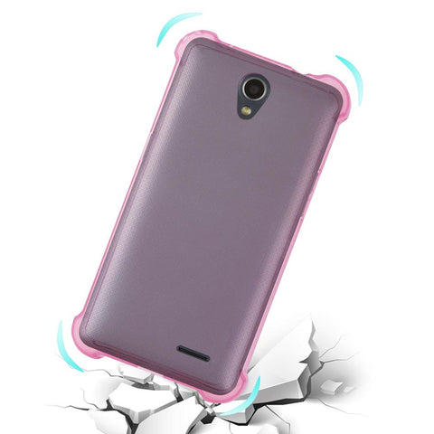 Reiko Zte Maven 2/ Chapel (z831) Clear Bumper Case With Air Cushion Protection In Clear Hot Pink