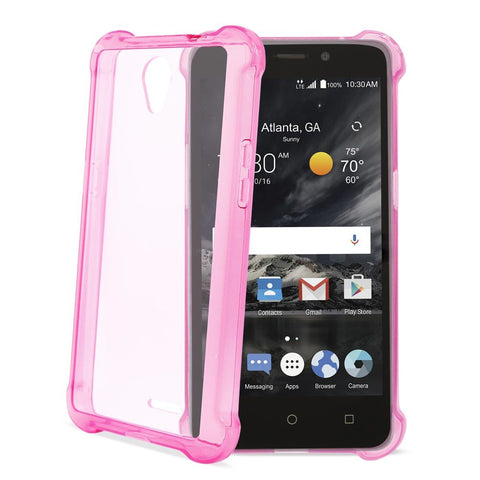 Reiko Zte Maven 2/ Chapel (z831) Clear Bumper Case With Air Cushion Protection In Clear Hot Pink