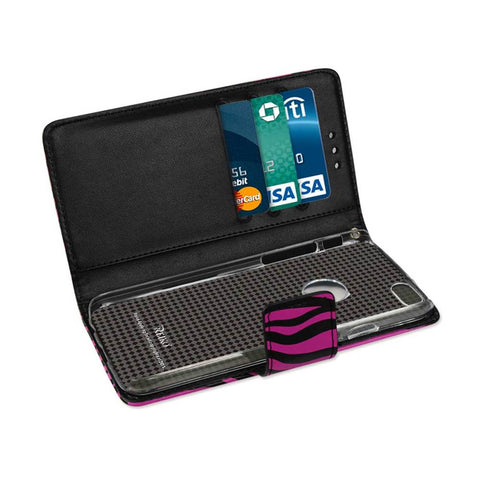 Reiko Iphone 6 Plus 3-in-1 Animal Zebra Print Wallet Case In Hot Pink