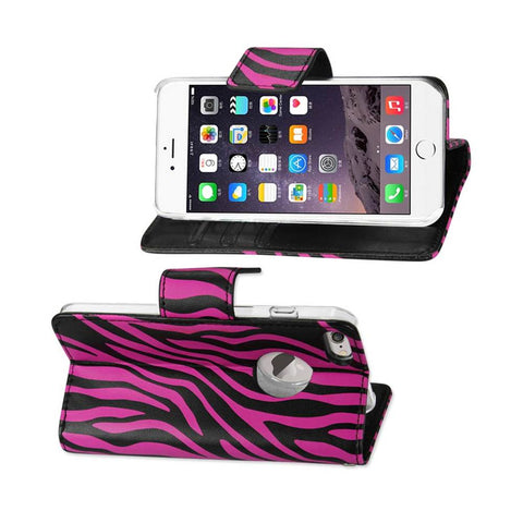 Reiko Iphone 6 Plus 3-in-1 Animal Zebra Print Wallet Case In Hot Pink