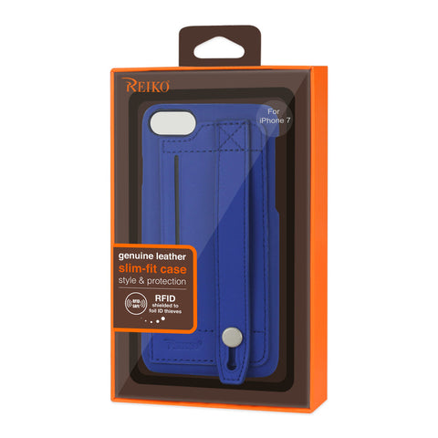 Reiko Iphone 8/ 7 Genuine Leather Hand Strap Case In Ultramarine