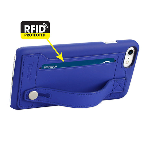 Reiko Iphone 8/ 7 Genuine Leather Hand Strap Case In Ultramarine
