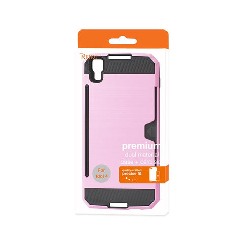 Reiko Alcatel One Touch Idol 4 Slim Armor Hybrid Case With Card Holder In Pink