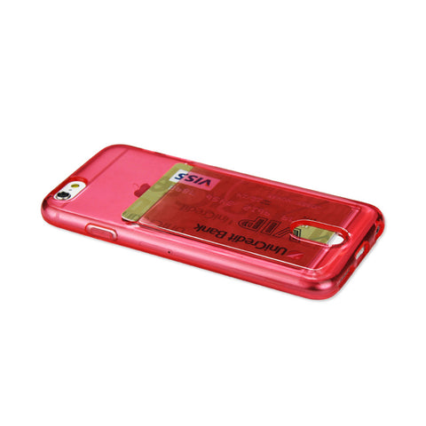 Reiko Iphone 6 Plus Reiko Semi Clear Case With Card Holder In Clear Red