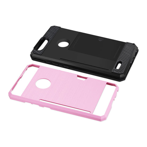 Reiko Zte Blade Z Max/z982/zte Sequoia Slim Armor Hybrid Case With Card Holder In Pink