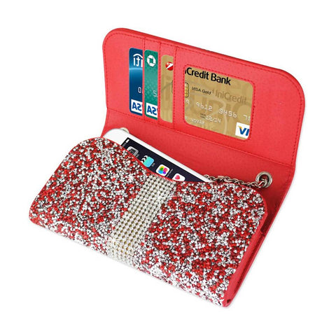 Reiko Horizontal Diamonds Pouch Iphone 6 Plus/ 6s Plus/ 7 Plus/ Samsung Galaxy S8 Edge In Red (6.62x3.46x0.68 Inches Plus)