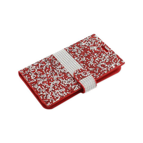 Reiko Samsung Galaxy J7 Diamond Rhinestone Wallet Case In Red