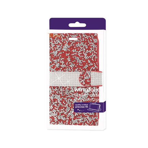 Reiko Samsung Galaxy J7 Diamond Rhinestone Wallet Case In Red