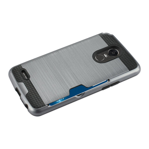 Reiko Lg Stylo 3/ Stylus 3 Slim Armor Hybrid Case With Card Holder In Gray