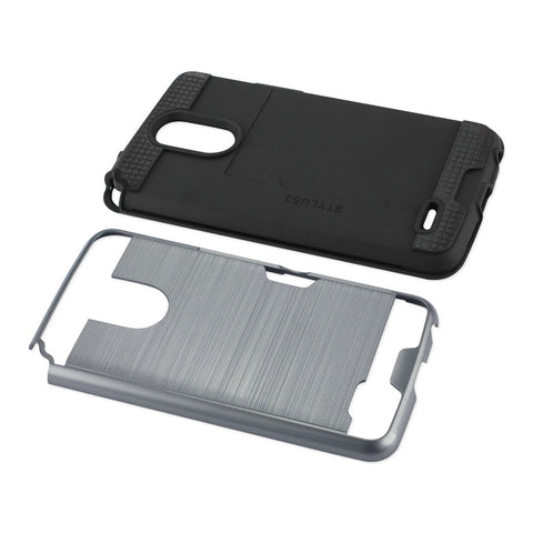 Reiko Lg Stylo 3/ Stylus 3 Slim Armor Hybrid Case With Card Holder In Gray