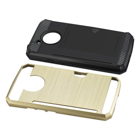 Reiko Motorola Moto E4 Active Slim Armor Hybrid Case With Card Holder In Gold