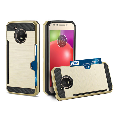 Reiko Motorola Moto E4 Active Slim Armor Hybrid Case With Card Holder In Gold