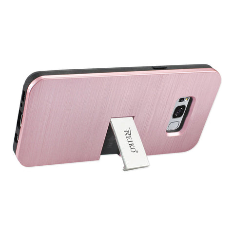 Reiko Samsung S8 Edge/ S8 Plus Slim Armor Hybrid Case With Card Holder And Kickstand In Rose Gold