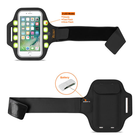 Reiko Running Sports Armband For Iphone 7 Plus/ 6s Plus Or 5.5 Inches Device With Led In Black (5.5x5.5 Inches)