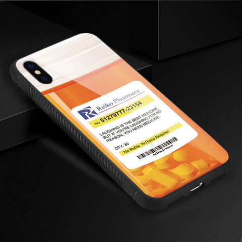 Reiko Iphone X/iphone Xs Hard Glass Design Tpu Case With Pill Container