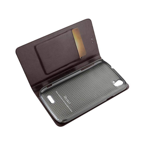 Reiko Zte Grand X Flip Folio Case With Card Holder In Brown