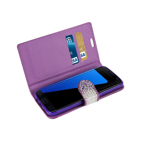 Reiko Samsung Galaxy S7 Edge Diamond Rhinestone Wallet Case In Purple