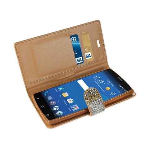 Reiko Zte Zmax 2 Diamond Rhinestone Wallet Case In Gold