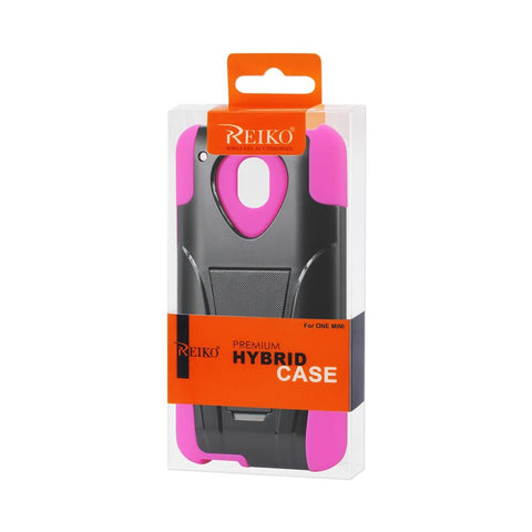 Reiko Htc One Mini M4 Hybrid Heavy Duty Case With Kickstand In Hot Pink Black